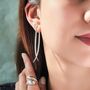 Long Drop Spiked Sterling Silver Ear Jacket Earrings, thumbnail 2 of 7