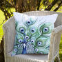 Inky Peacock Outdoor Cushion For Garden Furniture, thumbnail 3 of 9