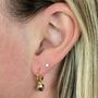 April Birthstone Earrings, Quartz/Herkimer, Gold, thumbnail 3 of 8