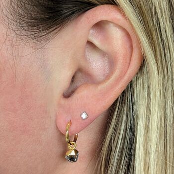 April Birthstone Earrings, Quartz/Herkimer, Gold, 3 of 8