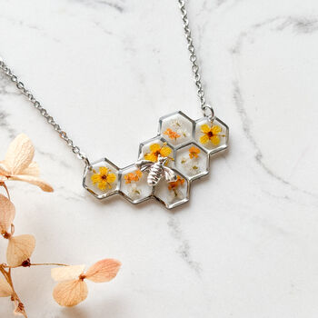 Stainless Steel Honeycomb Bee Necklace, 4 of 7