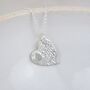 Sterling Silver Textured Double Heart Pendant, thumbnail 1 of 3
