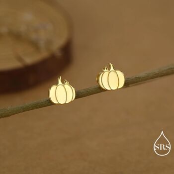 Pumpkin Internally Threaded Flat Back Earrings In Sterling Silver, 3 of 11