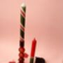 Red And Green Striped And Dip Dyed Christmas Candles 'Vintage Yuletide', thumbnail 2 of 3