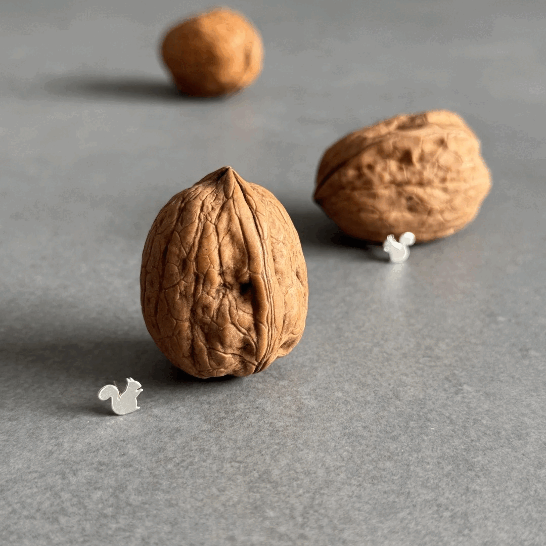 You Are Nuts Sterling Silver Squirrel Earrings, 3 of 9