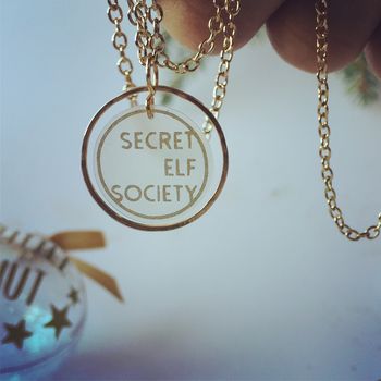 Secret Elf Society Mini Gold Plated Hoop Necklace, 2 of 3