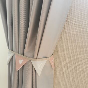 Curtain Tie Backs Pink And Grey Mini Bunting, 4 of 12