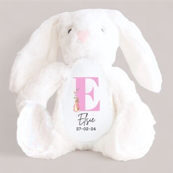 White Personalised Bunny Soft Toy Girl, 2 of 2