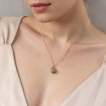Olive Green Gemstone Acorn Necklace Pendant, 2 of 6