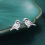 Sterling Silver Tiny Sparrow Bird Stud Earrings Earrings, thumbnail 1 of 12