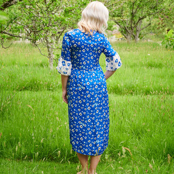 Rosella Dress In Blue Poppies, 2 of 7