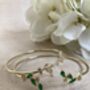 Emerald Green Gold Dainty Leaf Cuff Bangle, thumbnail 4 of 6