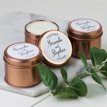 Rose Gold Personalised Scented Wedding Candles, 4 of 4