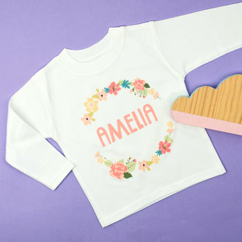 Personalised Floral Girls Kids Top / T Shirt, 6 of 6