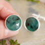 9ct Natural Emerald Cufflinks In Sterling Silver, thumbnail 3 of 3
