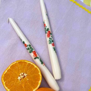 Hand Painted Orangecello Tappered Candles, 2 of 5