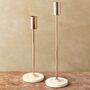 Candlestick Holder With Glazed Base In Gold Toned Metal, thumbnail 7 of 7