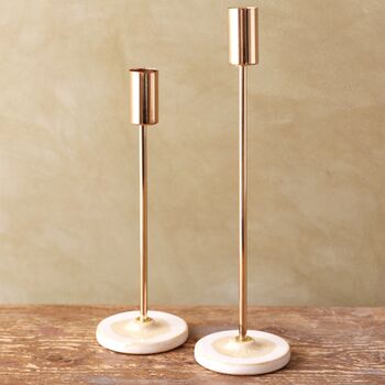 Candlestick Holder With Glazed Base In Gold Toned Metal, 7 of 7