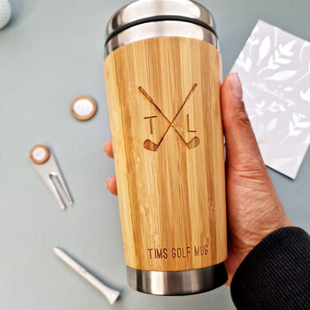 Personalised Wooden Travel Mug Golf Hamper, Golf Gift, 3 of 8