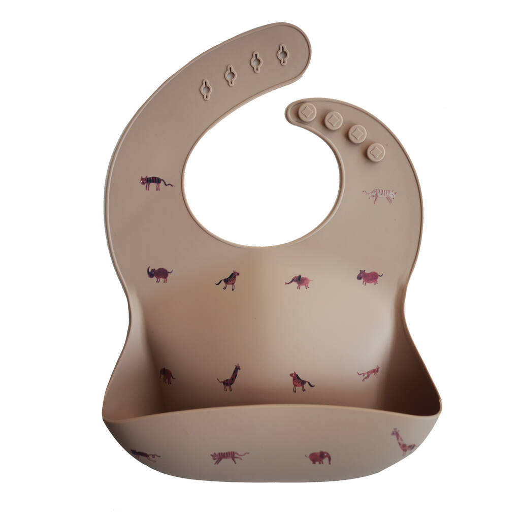 Jungle Safari Animals Silicone Baby Bib By Little Baby Company