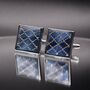 Silver Blue Square Cufflinks Luxury Blue, thumbnail 1 of 6