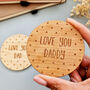 Personalised Wooden Love You Dad Coaster, Fathers Day, thumbnail 2 of 5
