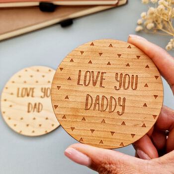 Personalised Wooden Love You Dad Coaster, Fathers Day, 2 of 5