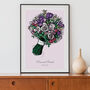 Framed Personalised Wedding Bouquet Illustration, thumbnail 2 of 5