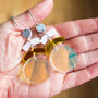 Sterling Silver Geometric Iridescent Drop Hoop Earrings, thumbnail 5 of 6