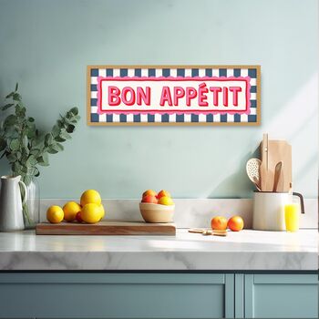 Stripe Border Bon Appetit Framed Print, 4 of 8