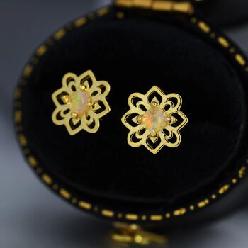 Vintage Inspired Opal Stud Earrings In Sterling Silver, 2 of 12