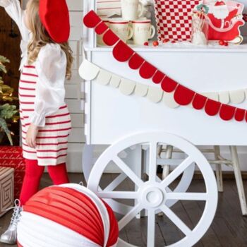 Red And Cream Scalloped Felt Christmas Banner Set, 5 of 5