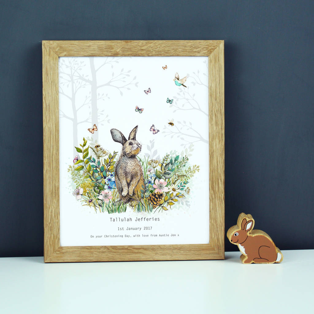 personalised baby girl bunny nursery print by charlotte duffy design ...