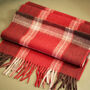 Men's Red Check Wool And Cashmere Blend Scarf, thumbnail 8 of 12