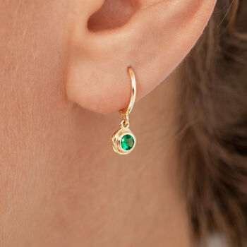Sterling Silver Or Gold Birthstone Molten Hoop Earrings, 2 of 9
