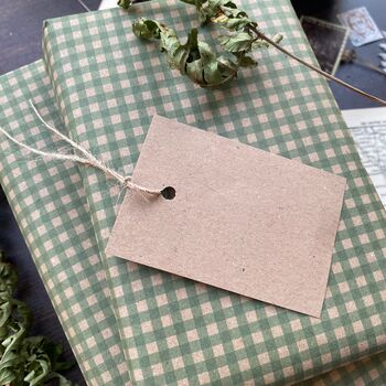 Green Gingham Paper Fibre Wrapping Paper, 2 of 12