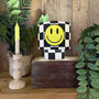 Smiley Face Check Rechargeable Glow Lamp In Liquorice, thumbnail 2 of 6