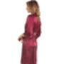 British Made Burgundy Short Satin Dressing Gown With Lace Detail, thumbnail 5 of 5