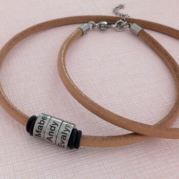 Mens Leather Necklace With Name Beads, 2 of 12