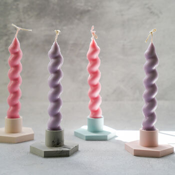 Bespoke Spiral Soy Wax Dinner Candles Set Of Two, 2 of 11