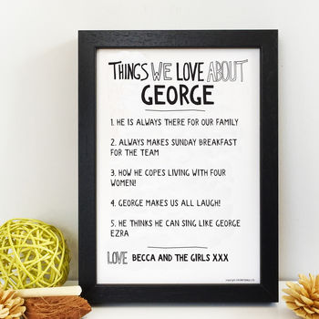 Personalised Things I Love About My Wife Print, 2 of 3