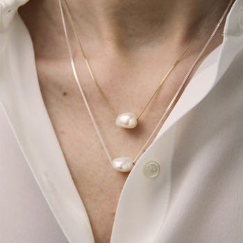 Baroque Pearl Necklace In Sterling Silver Or 9ct Gold, 10 of 12