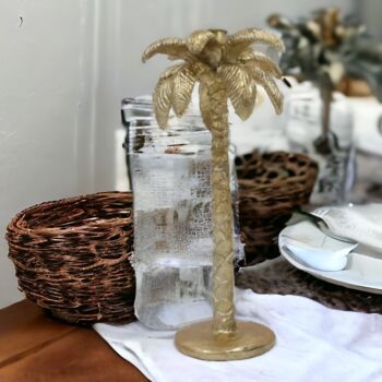 Antique Gold Palm Tree Candle Holder, 4 of 4