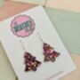 Purple And Gold Christmas Tree Glitter Earrings / Stocking Filler / Santa Present, thumbnail 2 of 10