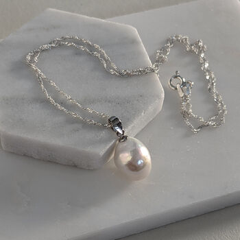 Baroque Pearl Pendant On Sterling Silver Chain, 5 of 8