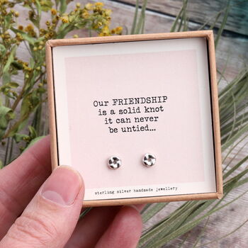 'Our Friendship Knot' Sterling Silver Knot Earrings, 5 of 8