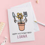 Flower Pot Gardening Birthday Card, thumbnail 3 of 3