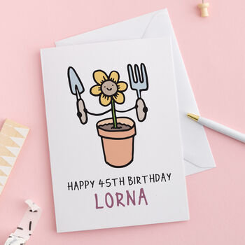 Flower Pot Gardening Birthday Card, 3 of 3
