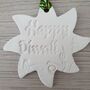 Starburst Shaped Happy Diwali Clay Decoration, thumbnail 2 of 4