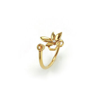 Yellow Gold Vermeil Sterling Silver Bee Alive Ring, 4 of 6